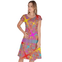 Geometric Abstract Colorful Classic Short Sleeve Dress