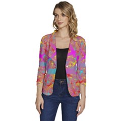 Geometric Abstract Colorful Women s One-button 3/4 Sleeve Short Jacket by Bangk1t