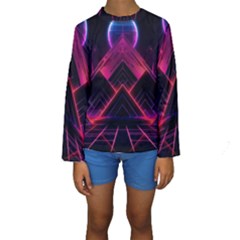 Synthwave City Retrowave Wave Kids  Long Sleeve Swimwear by Bangk1t