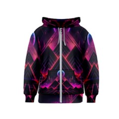 Synthwave City Retrowave Wave Kids  Zipper Hoodie by Bangk1t