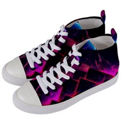Synthwave City Retrowave Wave Women s Mid-top Canvas Sneakers