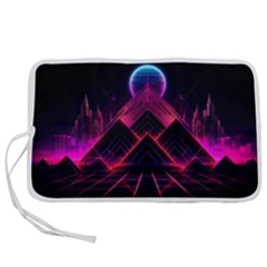 Synthwave City Retrowave Wave Pen Storage Case (l) by Bangk1t