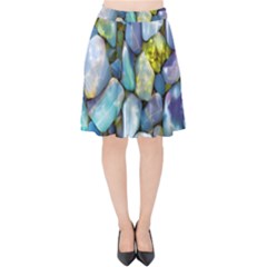 Stones Gems Multi Colored Rocks Velvet High Waist Skirt by Bangk1t