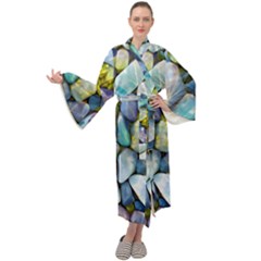Stones Gems Multi Colored Rocks Maxi Velvet Kimono by Bangk1t
