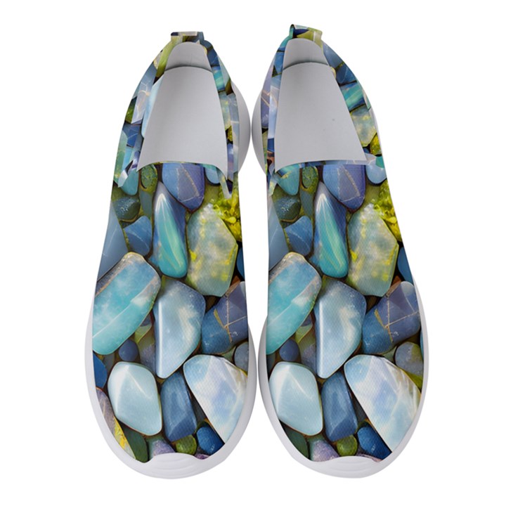 Stones Gems Multi Colored Rocks Women s Slip On Sneakers