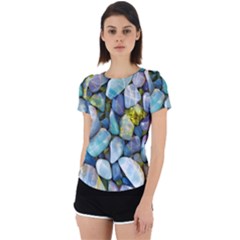 Stones Gems Multi Colored Rocks Back Cut Out Sport Tee