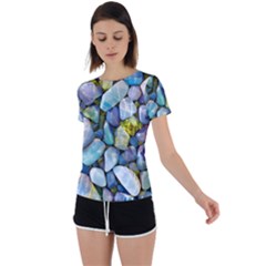 Stones Gems Multi Colored Rocks Back Circle Cutout Sports Tee