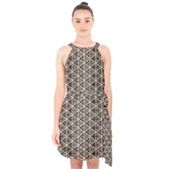 Structure Pattern Texture Hive Halter Collar Waist Tie Chiffon Dress by Bangk1t