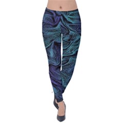 Abstract Blue Wave Texture Patten Velvet Leggings by Bangk1t