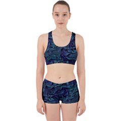 Abstract Blue Wave Texture Patten Work It Out Gym Set