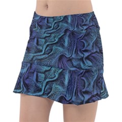 Abstract Blue Wave Texture Patten Classic Tennis Skirt