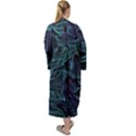 Abstract Blue Wave Texture Patten Maxi Velvet Kimono View2