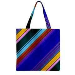 Color Lines Slanting Green Blue Zipper Grocery Tote Bag by Bangk1t