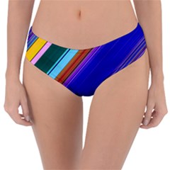 Color Lines Slanting Green Blue Reversible Classic Bikini Bottoms