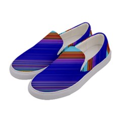 Color Lines Slanting Green Blue Women s Canvas Slip Ons