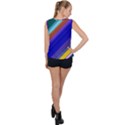 Color Lines Slanting Green Blue Bubble Hem Chiffon Tank Top View2