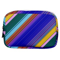 Color Lines Slanting Green Blue Make Up Pouch (small)