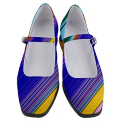 Color Lines Slanting Green Blue Women s Mary Jane Shoes