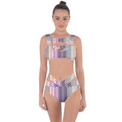 Triangle Stripes Texture Pattern Bandaged Up Bikini Set 