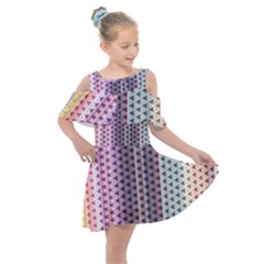 Triangle Stripes Texture Pattern Kids  Shoulder Cutout Chiffon Dress by Bangk1t