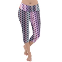 Triangle Stripes Texture Pattern Lightweight Velour Capri Yoga Leggings