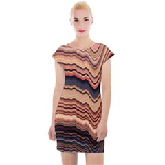 Jagged Pink Amplitude Waves Cap Sleeve Bodycon Dress