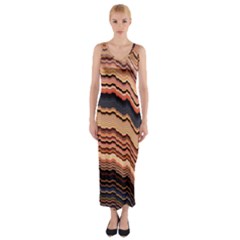 Jagged Pink Amplitude Waves Fitted Maxi Dress
