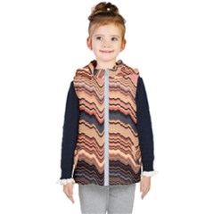 Jagged Pink Amplitude Waves Kids  Hooded Puffer Vest