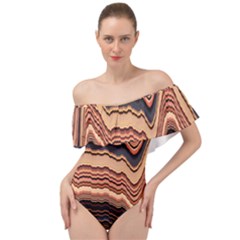 Jagged Pink Amplitude Waves Off Shoulder Velour Bodysuit 