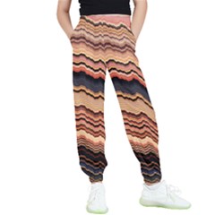 Jagged Pink Amplitude Waves Kids  Elastic Waist Pants by Bangk1t