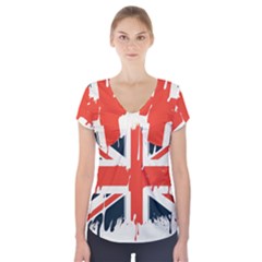 Union Jack England Uk United Kingdom London Short Sleeve Front Detail Top by Bangk1t