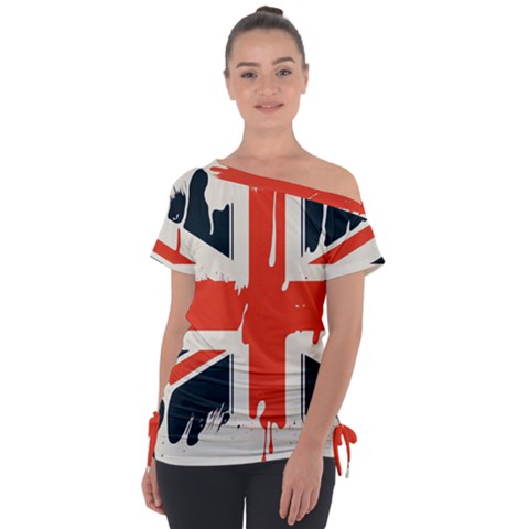 Union Jack England Uk United Kingdom London Off Shoulder Tie-up Tee by Bangk1t