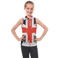 Union Jack England Uk United Kingdom London Kids  Sleeveless Polo Tee