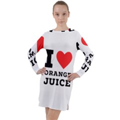 I Love Orange Juice Long Sleeve Hoodie Dress by ilovewhateva