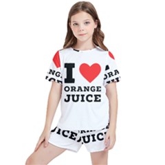 I Love Orange Juice Kids  Tee And Sports Shorts Set by ilovewhateva