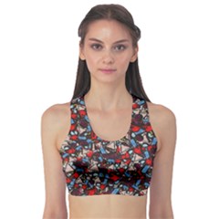 Harmonious Chaos Vibrant Abstract Design Sports Bra by dflcprintsclothing