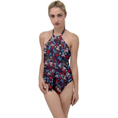 Harmonious Chaos Vibrant Abstract Design Go With The Flow One Piece Swimsuit