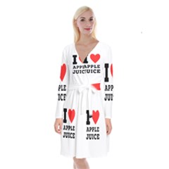 I Love Apple Juice Long Sleeve Velvet Front Wrap Dress by ilovewhateva