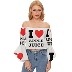 I Love Apple Juice Off Shoulder Flutter Bell Sleeve Top by ilovewhateva