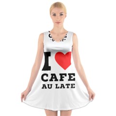 I Love Cafe Au Late V-neck Sleeveless Dress by ilovewhateva