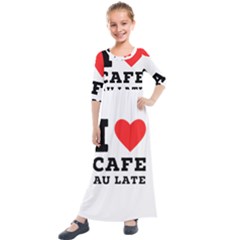 I Love Cafe Au Late Kids  Quarter Sleeve Maxi Dress by ilovewhateva