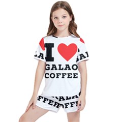 I Love Galao Coffee Kids  Tee And Sports Shorts Set by ilovewhateva