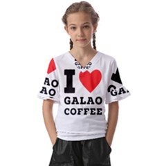 I Love Galao Coffee Kids  V-neck Horn Sleeve Blouse by ilovewhateva