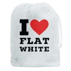 I Love Flat White Drawstring Pouch (3xl) by ilovewhateva