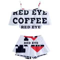 I Love Red Eye Coffee Kids  Off Shoulder Skirt Bikini by ilovewhateva