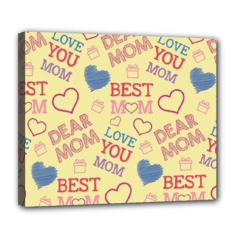 Love Mom Happy Mothers Day I Love Mom Graphic Pattern Deluxe Canvas 24  X 20  (stretched) by Ravend