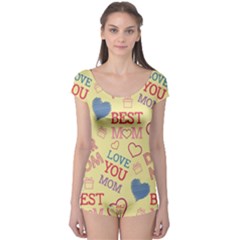 Love Mom Happy Mothers Day I Love Mom Graphic Pattern Boyleg Leotard  by Ravend