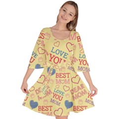 Love Mom Happy Mothers Day I Love Mom Graphic Pattern Velour Kimono Dress