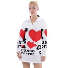 I Love Lungo Coffee  Women s Long Sleeve Casual Dress by ilovewhateva