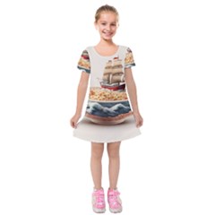 Noodles Pirate Chinese Food Food Kids  Short Sleeve Velvet Dress by Ndabl3x